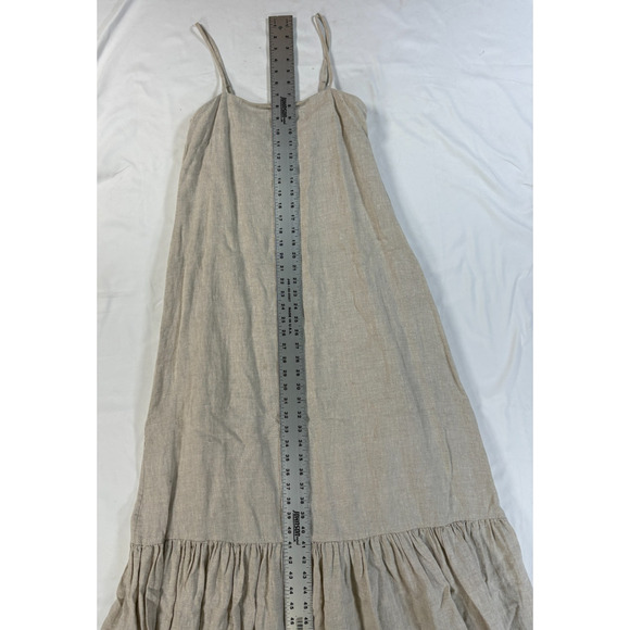 Los Angeles Atelier Cotton & Other Stories Linen Midi Dress Beige Boho Size 6 - Picture 7 of 14